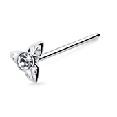 Leafy Stone Shaped Silver Straight Nose Stud NSKA-73